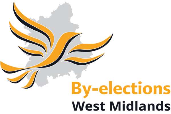 Logo of the Liberal Democrats over a silhouette of the West Midlands geographical shape, with the words "West Midlands" underneath.